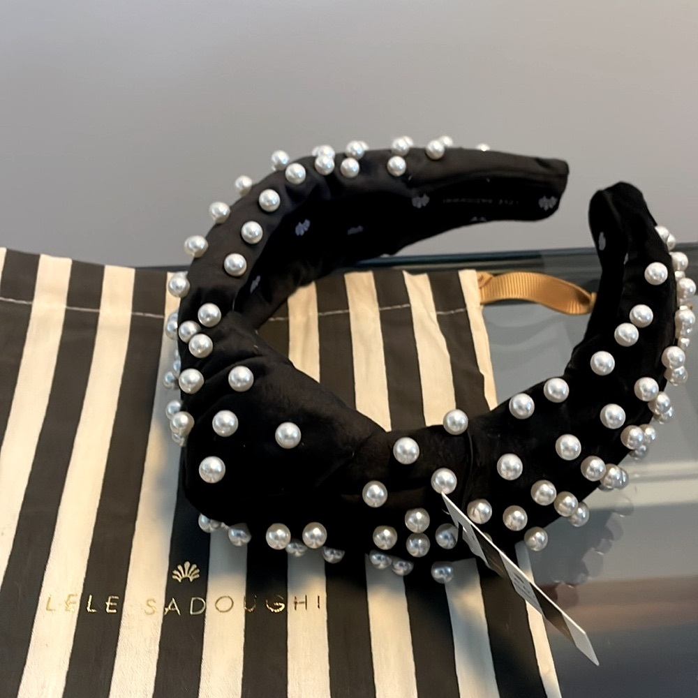 New-LELE SADOUGHI VELVET PEARL KNOTTED HEADBAND ($150 value) - Picture 6 of 16